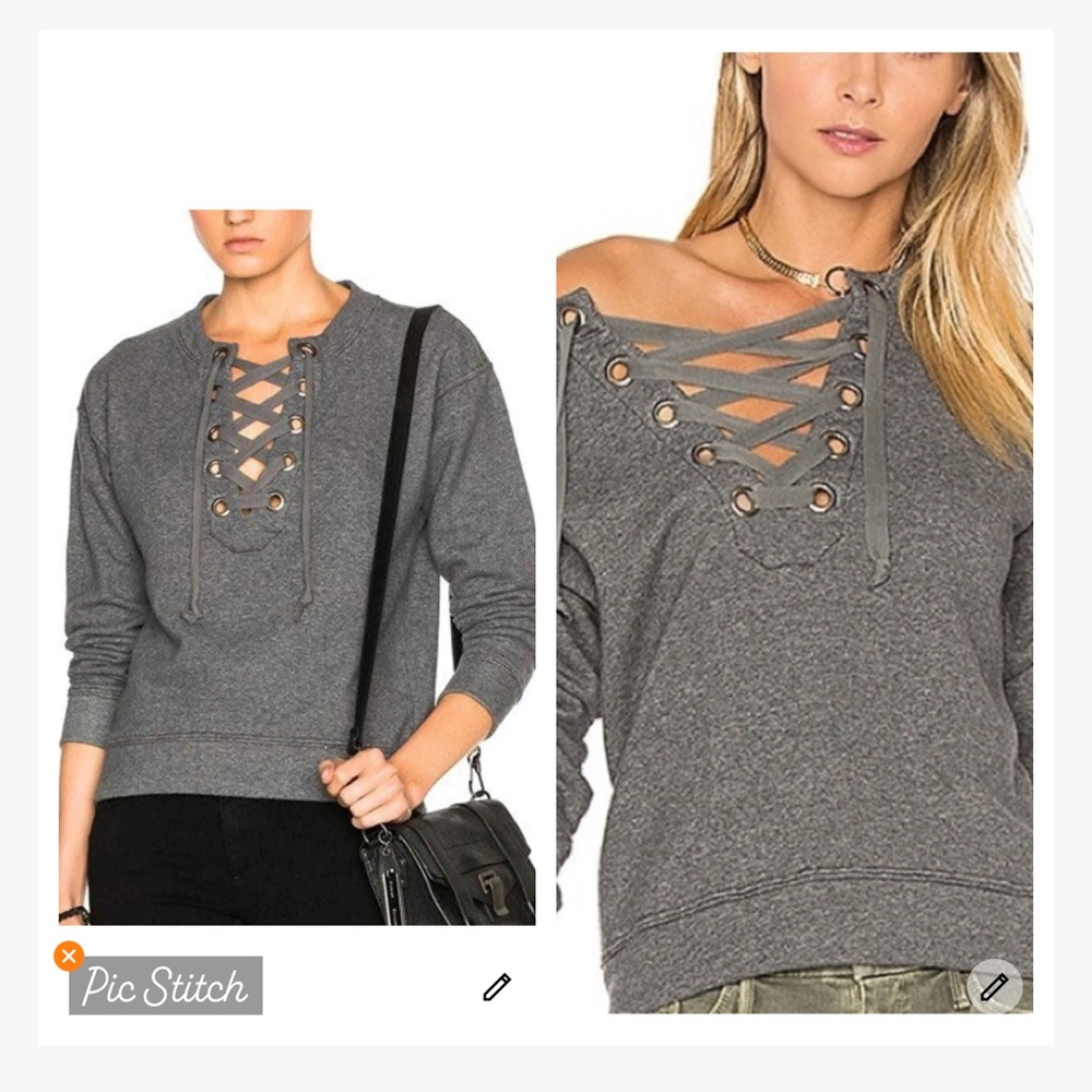 Mother The Tie Up Easy Sweatshirt Charcoal